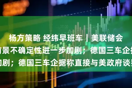 杨方策略 经纬早班车｜美联储会议纪要：经济前景不确定性进一步加剧；德国三车企据称直接与美政府谈判