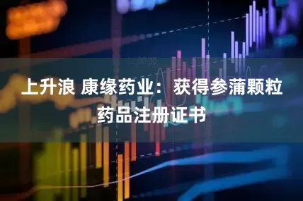 上升浪 康缘药业：获得参蒲颗粒药品注册证书