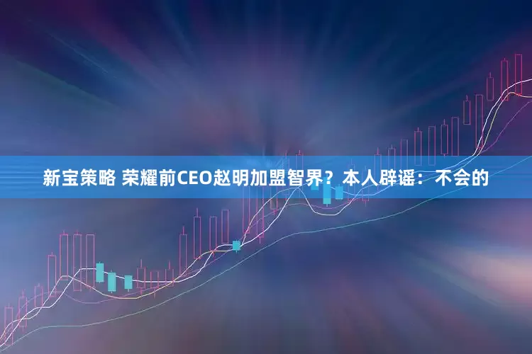 新宝策略 荣耀前CEO赵明加盟智界？本人辟谣：不会的